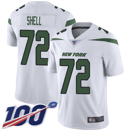 New York Jets Limited White Men Brandon Shell Road Jersey NFL Football #72 100th Season Vapor Untouchable->women nfl jersey->Women Jersey